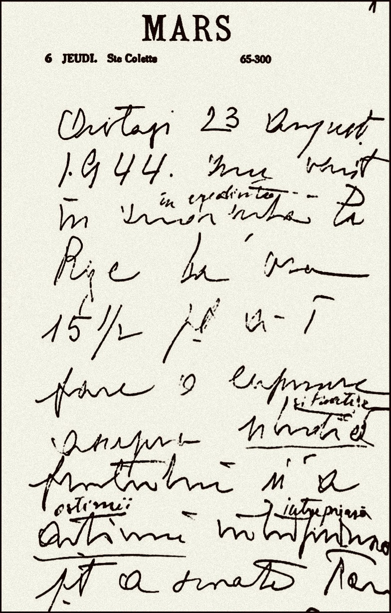 23 august 1944 - Maresal-ion Antonescu-Insemnari din celula