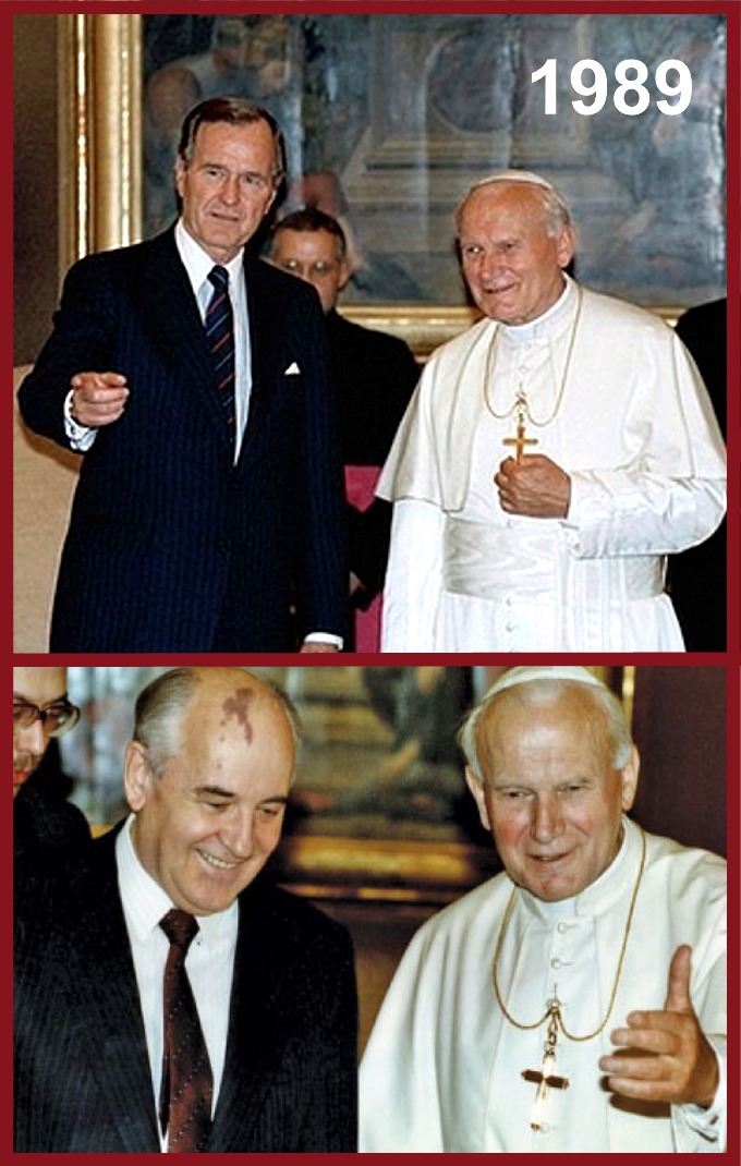 G.Bush Sr-M.Gorbaciov-Papa Ioan Paul II