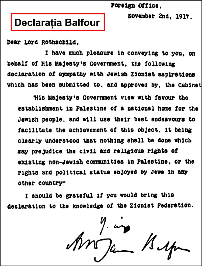 Declaraţia Balfour, 1917
